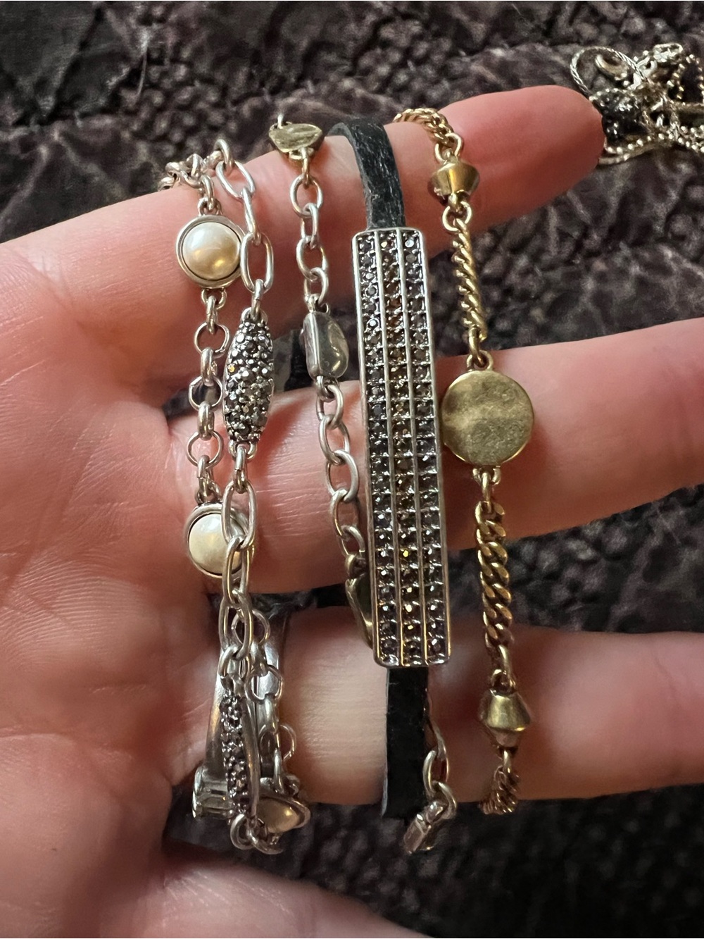 Lucky Brand Mixed Metal Bracelet Set - Silver, Gold & Black